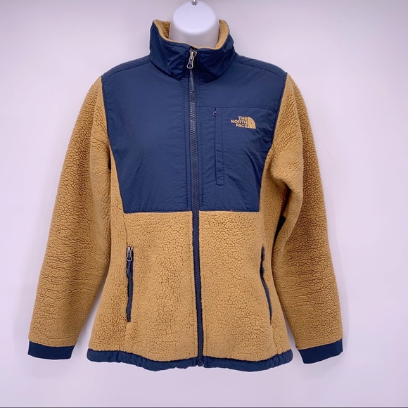 The North Face Tan And Blue Fleece Zip 